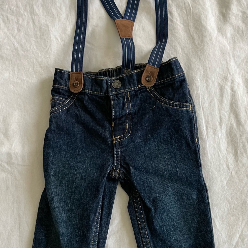 Pull-On Baby Jeans w/ detachable suspenders
